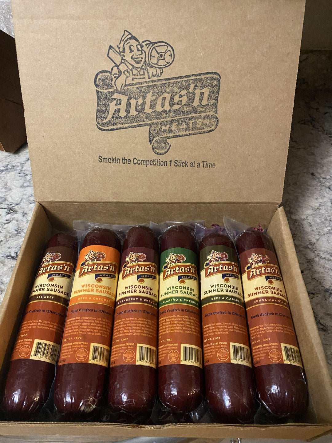 Six 12oz All-Beef Summer Sausages in Assorted Flavors