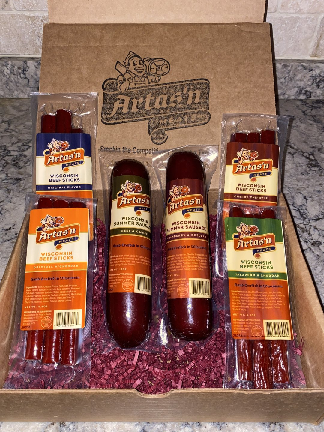 Four 4.5oz Packs of Beef Sticks in Assorted Flavors + Two 12oz Summer Sausages