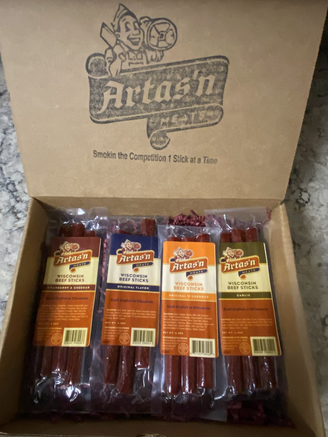 Four 4.5oz packs of Mild Beef Sticks
