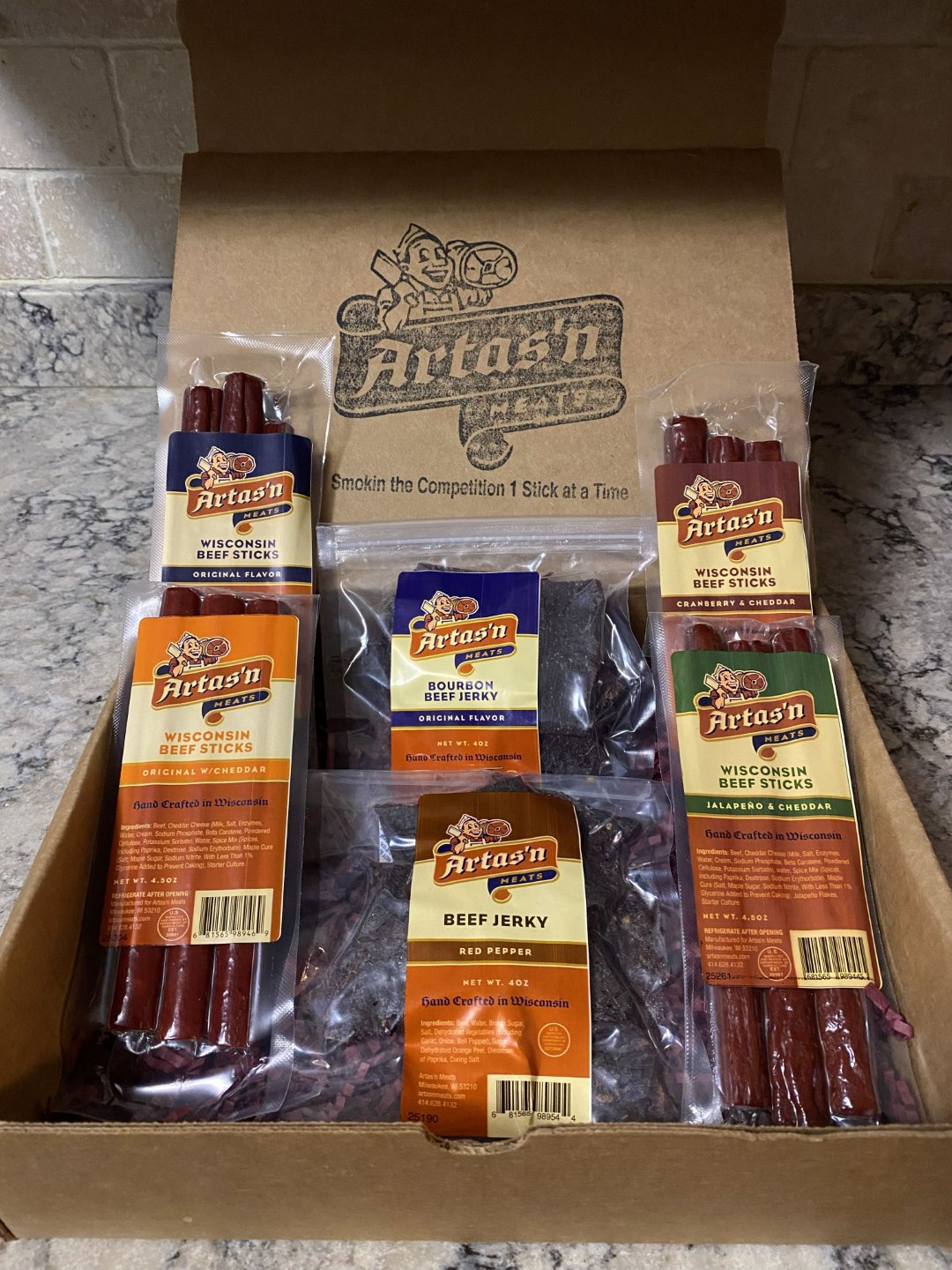 Four 4.5oz Packs of Beef Sticks + Two 4oz Packs of Beef Jerky